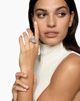 Cable Wrap Ring in Sterling Silver with Crystal and Diamonds, 20.4mm